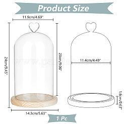Heart Glass Dome Cover&nbsp;AJEW-WH0471-48D