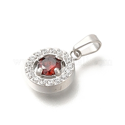 304 Stainless Steel Micro Pave Cubic Zirconia Pendants&nbsp;STAS-H228-03P-06