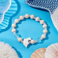 Synthetic Turquoise & Wood & Glass Beaded Stretch Bracelets for Boys Girls&nbsp;BJEW-JB11129-03