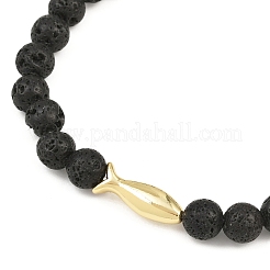 Natural Lava Rock Round Beaded Stretch Bracelets for Men Women&nbsp;BJEW-JB12490