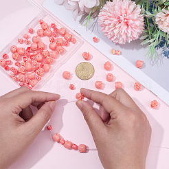 100Pcs 2 Styles Synthetic Coral Flower Rose Beads Strands&nbsp;CORA-SP0001-16