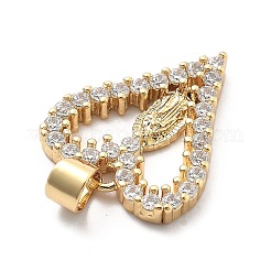 Rack Plating Brass with Cubic Zirconia Pendants&nbsp;KK-Q017-06B-G