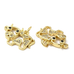 Rack Plating Brass Micro Pave Cubic Zirconia Pendants&nbsp;KK-C030-24G