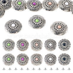 10Pcs 5 Colors Tibetan Style Flat Round Alloy with Resin Decorative Rivets&nbsp;BUTT-TA0001-31A