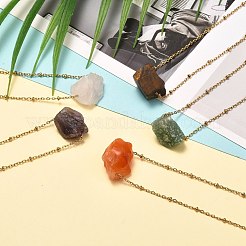 Rough Raw Natural Mixed Stone Pendant Necklaces&nbsp;NJEW-JN03641