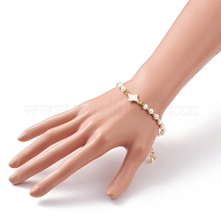 Natural White Shell Star Link Bracelets&nbsp;BJEW-JB05780-02
