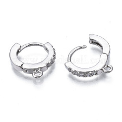 Brass Micro Pave Cubic Zirconia Huggie Hoop Earring Findings&nbsp;X-KK-T063-012P-NF