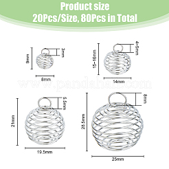 80Pcs 4 Styles Iron Bead Cage Pendants&nbsp;IFIN-HY0001-08
