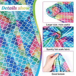 Polyester and Spandex Mermaid/Fish Scales Fabric&nbsp;DIY-WH0410-20