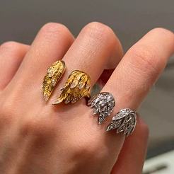 Alloy Rhinestone Cuff Open Rings&nbsp;WGEE099-01