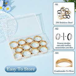 12Pcs 6 Size 201 Stainless Steel Grooved Finger Ring Settings&nbsp;RJEW-TA0001-05G