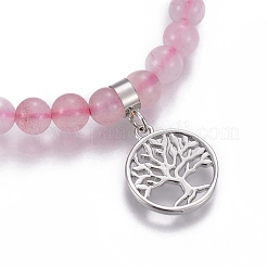Natural Rose Quartz Charm Bracelets&nbsp;BJEW-I275-B01