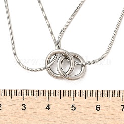 304 Stainless Steel Double Layer Snake Chain 2-Ring Link Necklaces&nbsp;NJEW-R017-01P