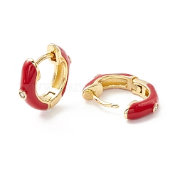 Clear Cubic Zirconia Chunky Hinged Hoop Earrings with Enamel&nbsp;EJEW-P196-20G-02