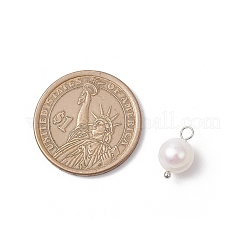Natural Cultured Freshwater Pearl Round Charms&nbsp;PALLOY-JF04193-02
