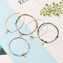 Adjustable Waxed Polyester Braided Cord Charm Bracelets&nbsp;BJEW-JB05547
