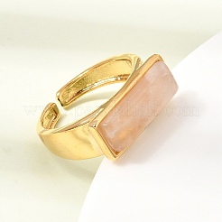 Brass with Natural Quartz Crystal Cuff Open Rings for Women&nbsp;GG-CBA0B5A-04G-07