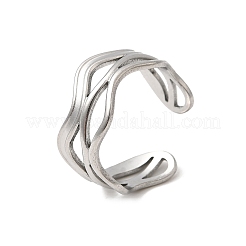 304 Stainless Steel Open Cuff Rings for Women&nbsp;RJEW-H261-06P