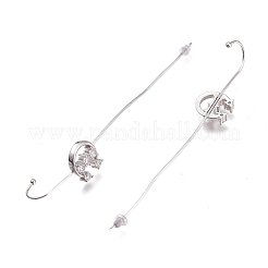 Brass Micro Pave Clear Cubic Zirconia Ear Wrap Crawler Hook Earrings&nbsp;EJEW-O097-01P