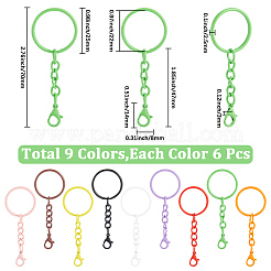 54Pcs 9 Colors Spray Printed Iron Keychain Clasps&nbsp;FIND-SC0022-77