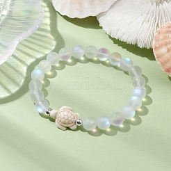 3Pcs Beach Dolphin & Turtle & Starfish Dyed Synthetic Turquoise Bead Bracelets&nbsp;BJEW-JB10251