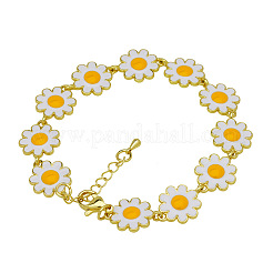 Brass White Enamel Link Chain Bracelets for Women&nbsp;WG32ABC-03