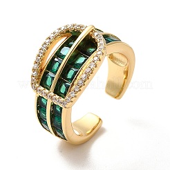 Cubic Zirconia Buckle Shape Open Cuff Ring&nbsp;RJEW-C041-03G