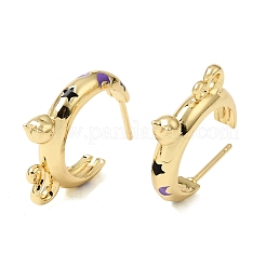 Brass Enamel Stud Earrings&nbsp;KK-CBA8324-23G