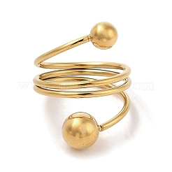 Ion Plating(IP) 304 Stainless Steel Wire Wrap Spiral Cuff Rings for Women&nbsp;RJEW-G315-08B-G