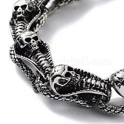Retro Alloy Skull Snake Link Chain Bracelets for Women Men&nbsp;BJEW-L684-009AS