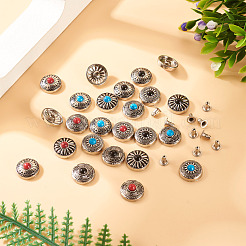 24Pcs 12 Styles Zinc Alloy & Synthetic Turquoise Buttons&nbsp;FIND-SW0001-35