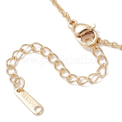 Ocean Summer Brass Enamel White Flat Round Pendant 304 Stainless Steel Cable Chain Necklaces for Women&nbsp;NJEW-JN05543