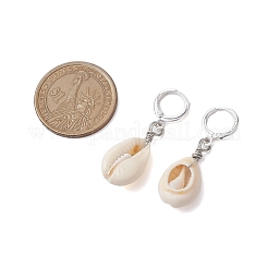 Natural Cowrie Shell Leverback Earrings&nbsp;EJEW-JE05777-01