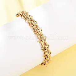 3-Tie 304 Stainless Steel Multi-stand Oval Link Chain Bracelets for Women Men&nbsp;BJEW-F529-06G