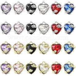 12Pcs 6 Colors Alloy Glass Charms&nbsp;FIND-YW0011-33G