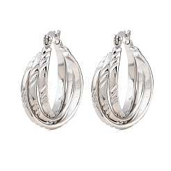 304 Stainless Steel Triple Twist Ring Stud Earrings&nbsp;EJEW-P324-09P