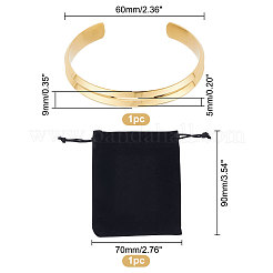304 Stainless Steel Grooved Line Open Cuff Bangle for Men Women&nbsp;STAS-UN0043-40