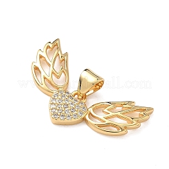 Brass Micro Pave Clear Cubic Zirconia Pendants&nbsp;KK-F930-23A-G