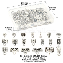 40Pcs 20 Style Tibetan Style Alloy Tube Bails&nbsp;TIBE-FS0001-10