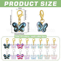 96Pcs 16 Style Glass & Brass Pendant Decorations&nbsp;HJEW-PH02318