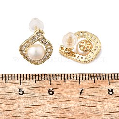 Brass Glass Stud Earrings&nbsp;EJEW-P302-03G