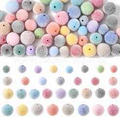 30Pcs Flocky Opaque Acrylic Beads&nbsp;OACR-YW0004-38A