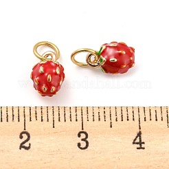 Strawberry Rack Plating Brass Enamel Charms&nbsp;KK-Q804-03G