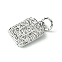 Rack Plating Brass Micro Pave Clear Cubic Zirconia Charms&nbsp;KK-G501-01U-P