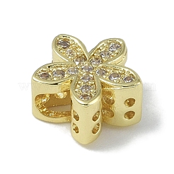 Rack Plating Brass Micro Pave Clear Cubic Zirconia Beads&nbsp;KK-A220-11A-G