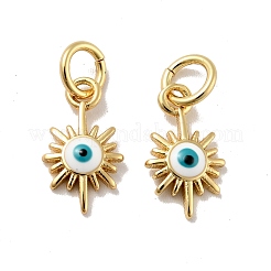 Sun with Evil Eye Brass Enamel Pendants&nbsp;KK-G419-21G