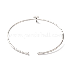 Rack Plating Brass Micro Pave Clear Cubic Zirconia Letter Open Cuff Bangles&nbsp;BJEW-A018-01P-T
