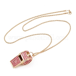 1Pc Iron Rhinestone Whistle Pendant Popcorn Chain Necklaces for Women&nbsp;NJEW-DR0001-03B