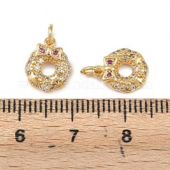 Christmas Brass Micro Pave Cubic Zirconia Charms&nbsp;KK-L255-18G-03