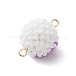 Halloween Glass Peal & Glass Seed Beaded Round Eye Links Connector Charms&nbsp;PALLOY-MZ00948-06
